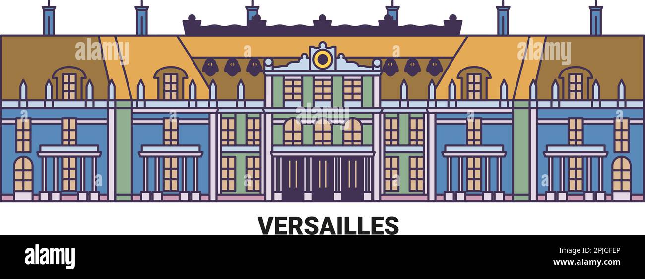 France, Versailles travel landmark vector illustration Stock Vector ...
