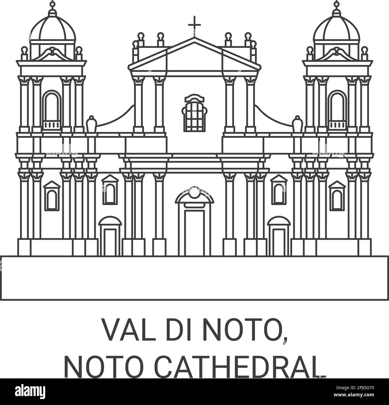 Italy, Val Di Noto, Noto Cathedral travel landmark vector illustration