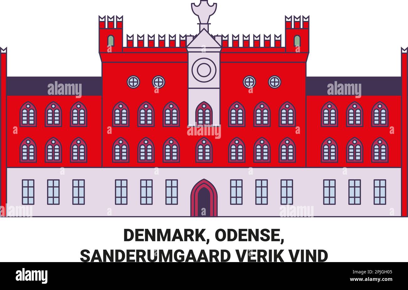 Denmark, Odense, Sanderumgaard Verik Vind travel landmark vector ...
