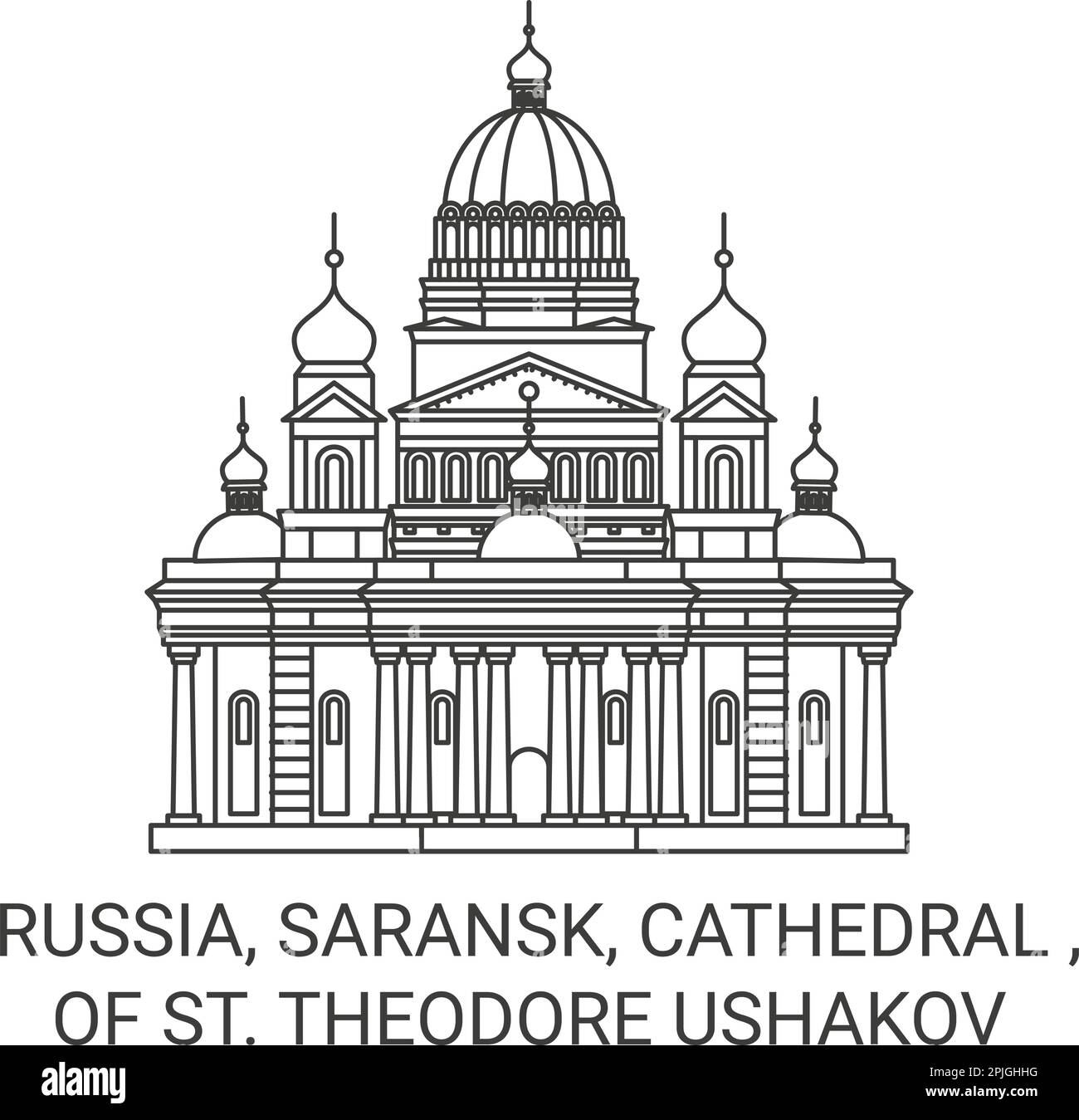 Russia, Saransk, Cathedral , Of St. Theodore Ushakov travel landmark vector illustration Stock Vector