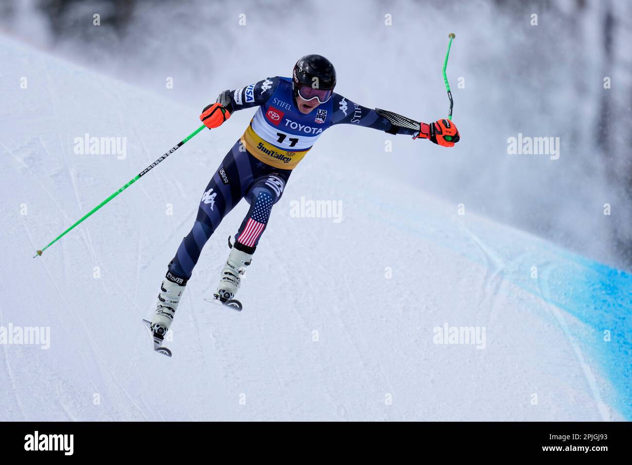 Finnigan Donley competes in the men's superG ski race during the U.S