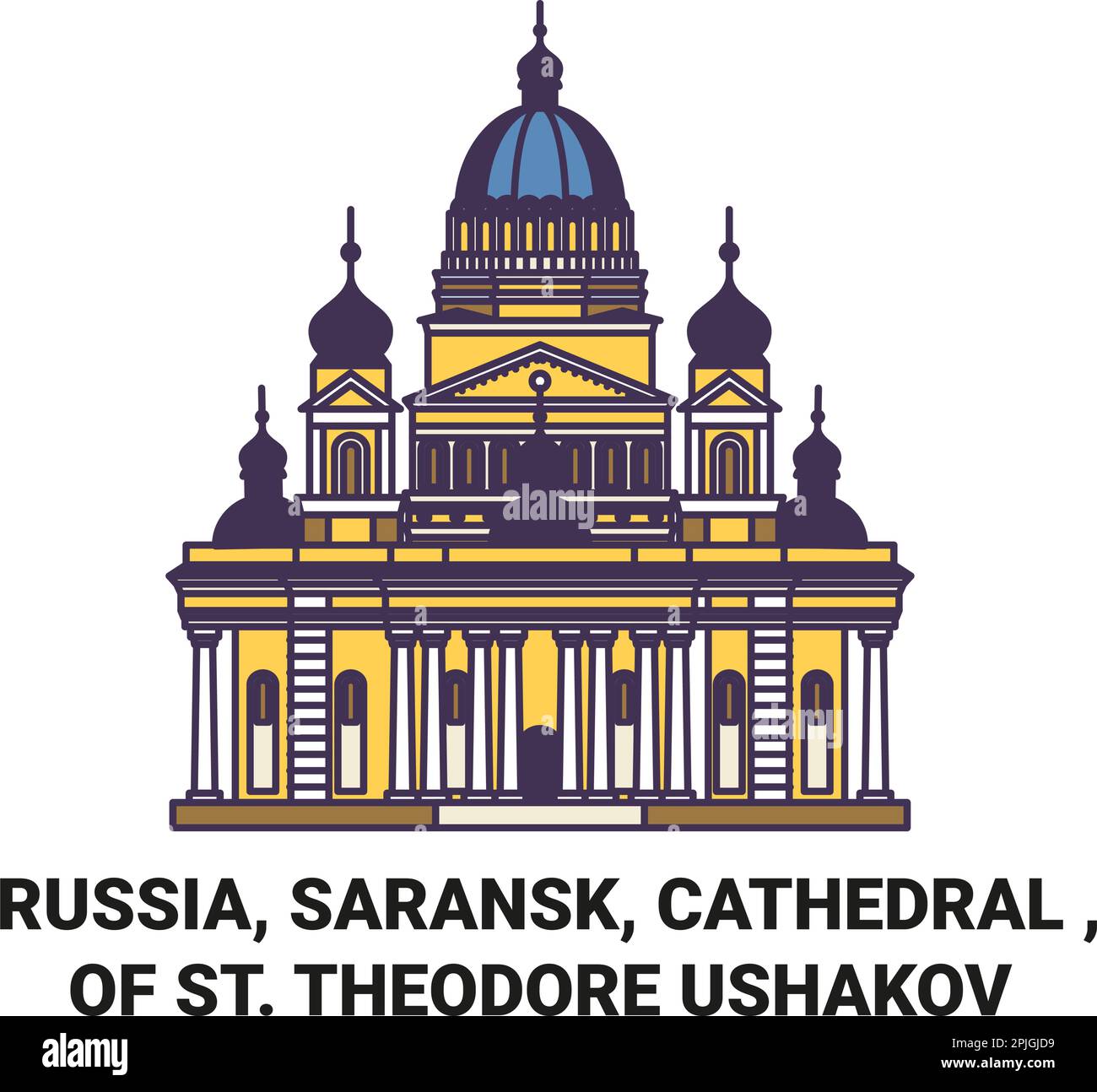 Russia, Saransk, Cathedral , Of St. Theodore Ushakov travel landmark vector illustration Stock Vector