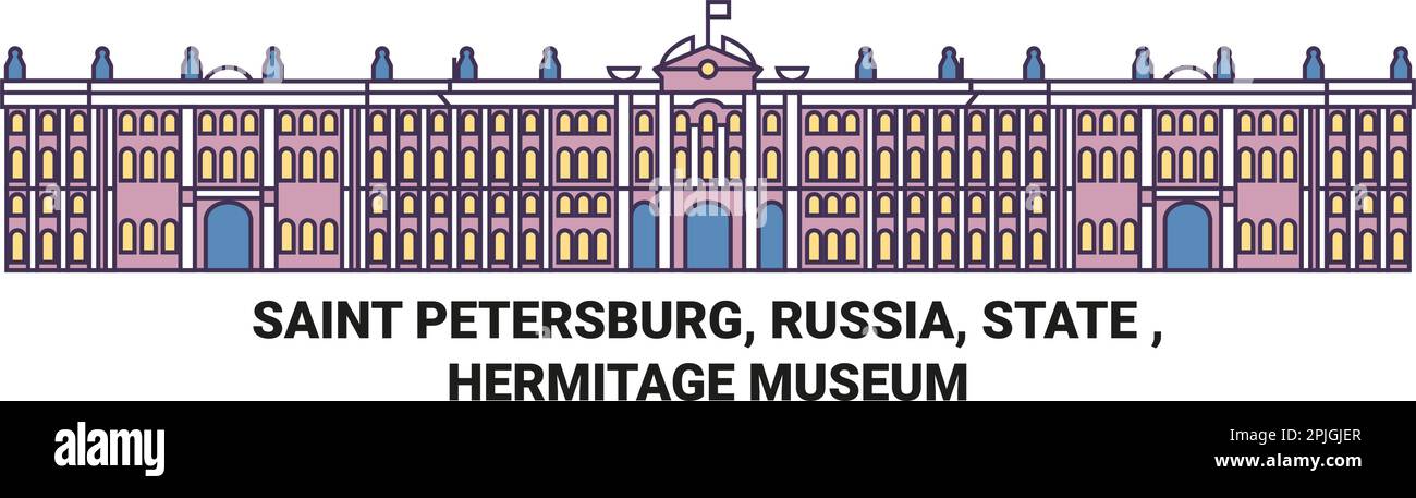 Russia, Saint Petersburg, State , Hermitage Museum travel landmark vector illustration Stock Vector