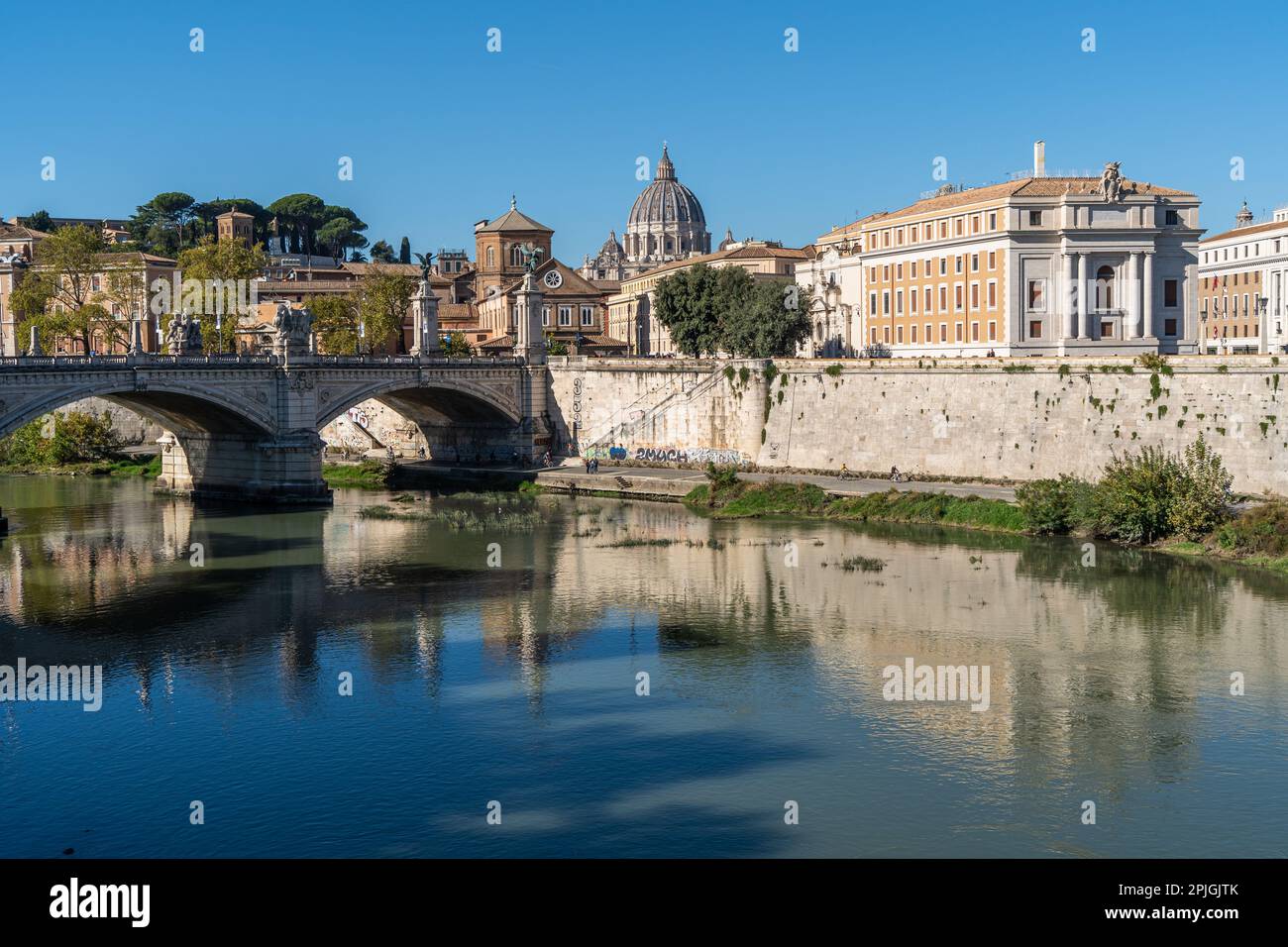 Beautiful cityscape of Rome in a sunny day, with the Tiber River and ...