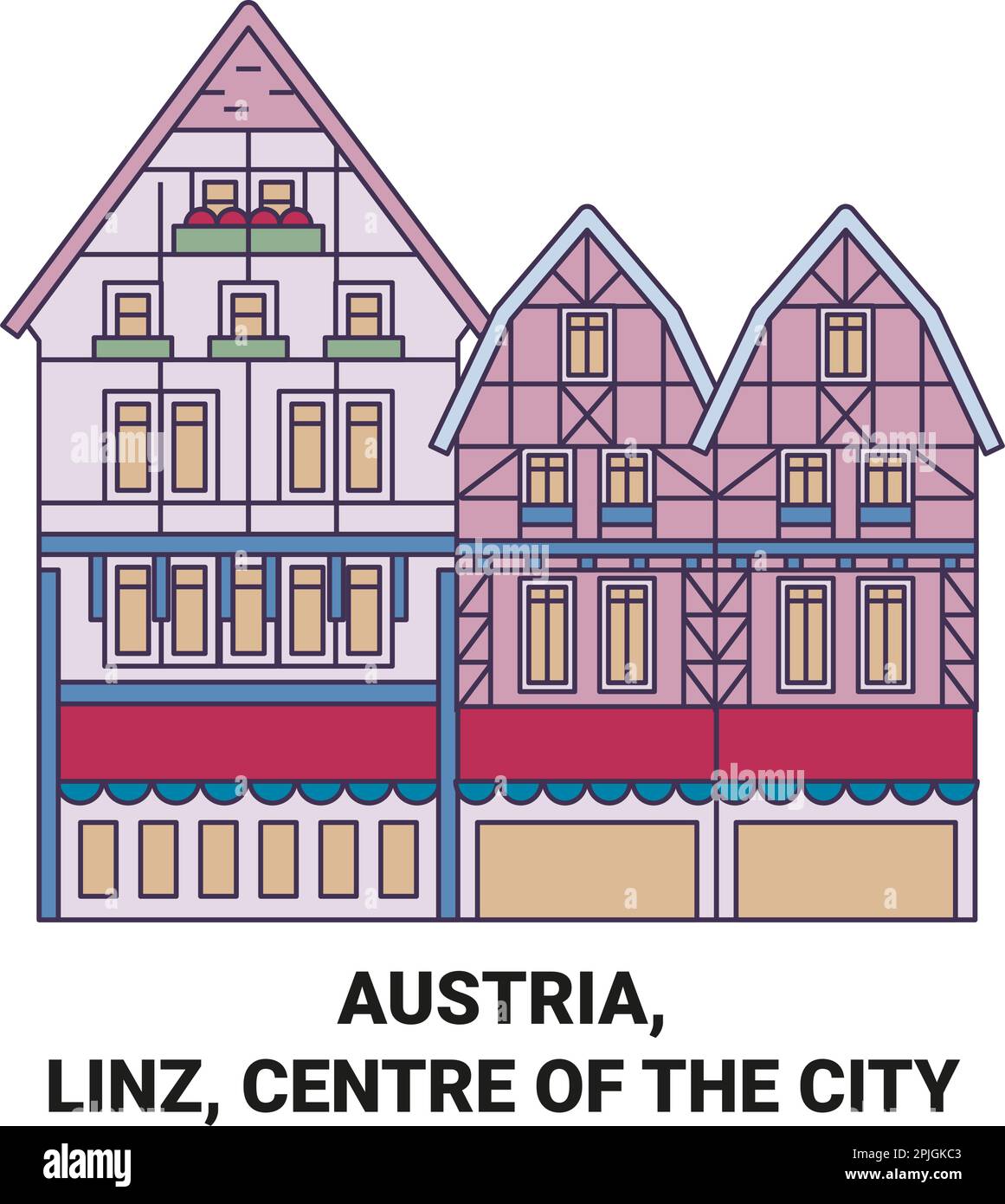Austria, Linz, Centre Of The City travel landmark vector illustration