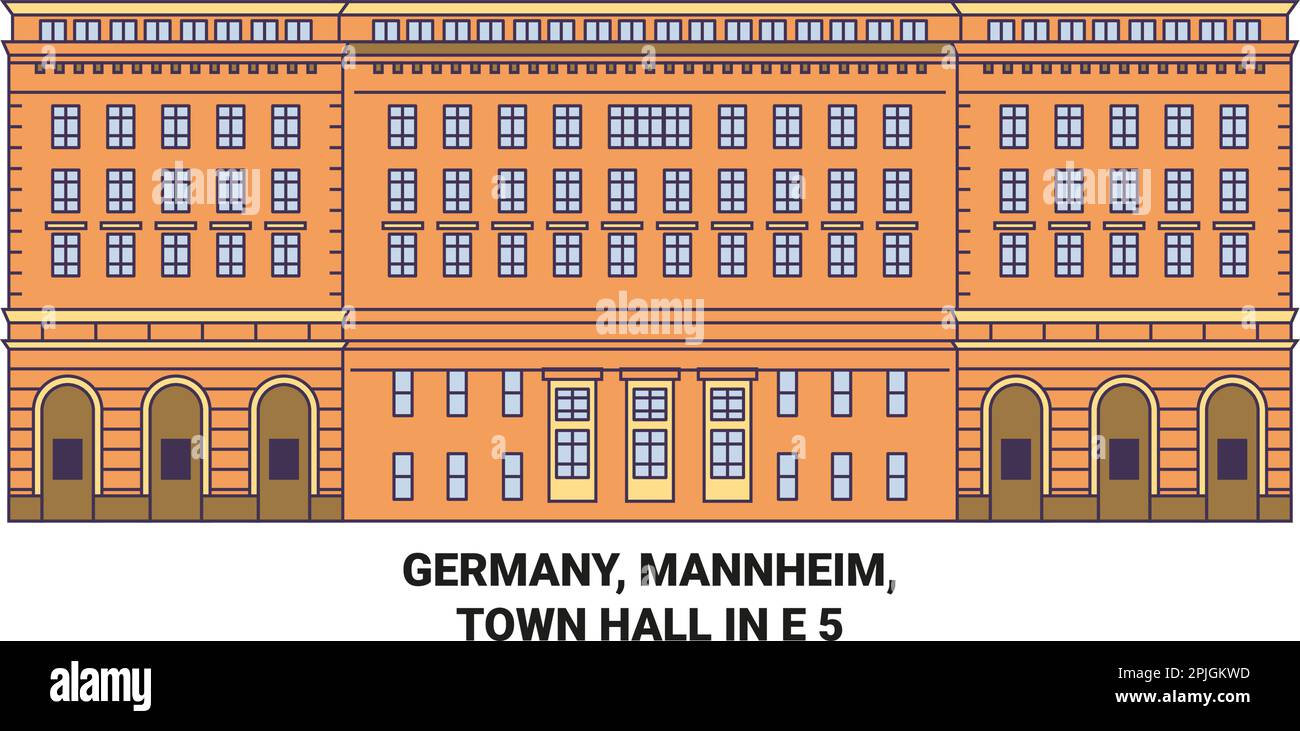 Germany, Mannheim, Town Hall In E travel landmark vector illustration Stock Vector