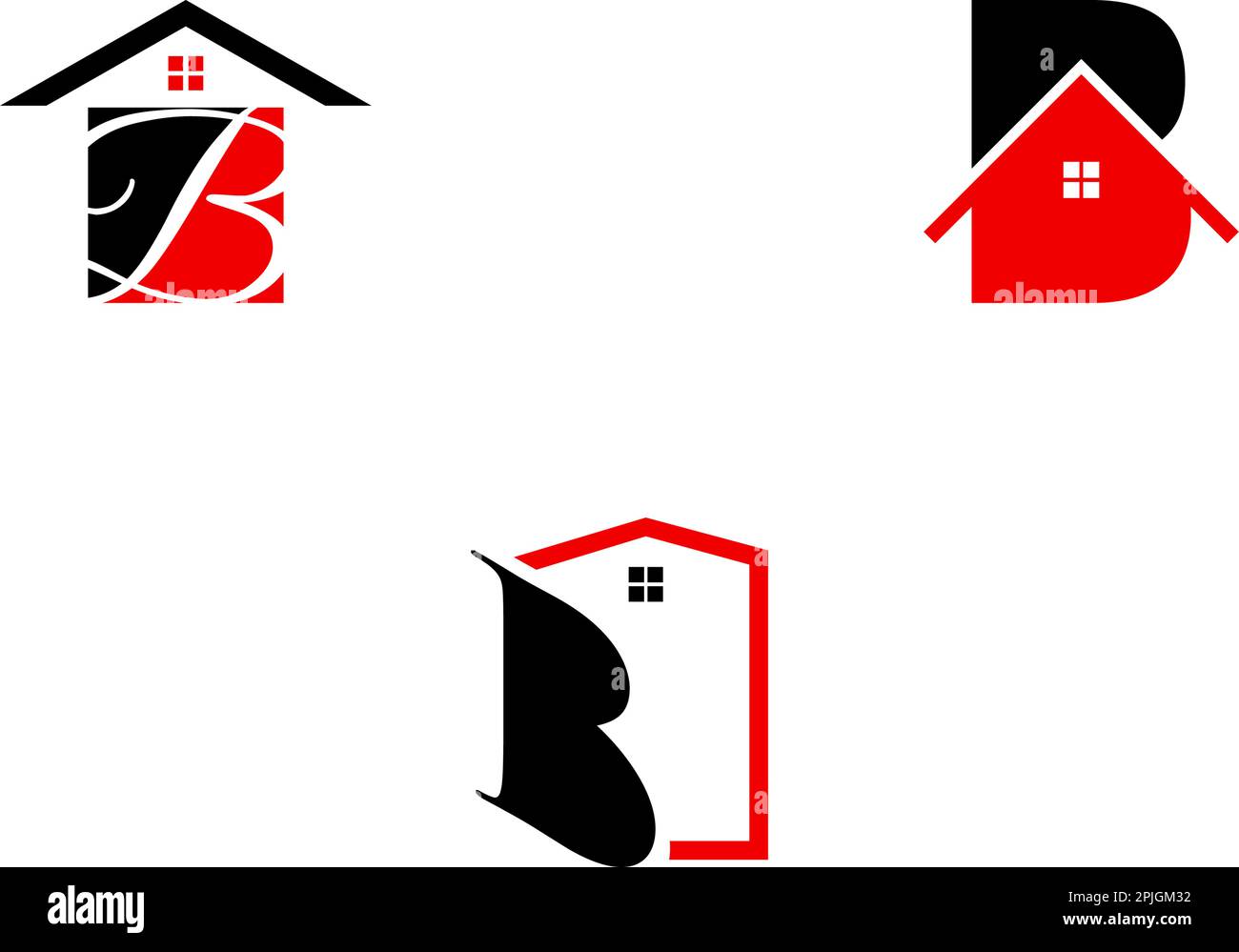 Set of Initial Letter B House Real Estate Logo Design Stock Vector ...