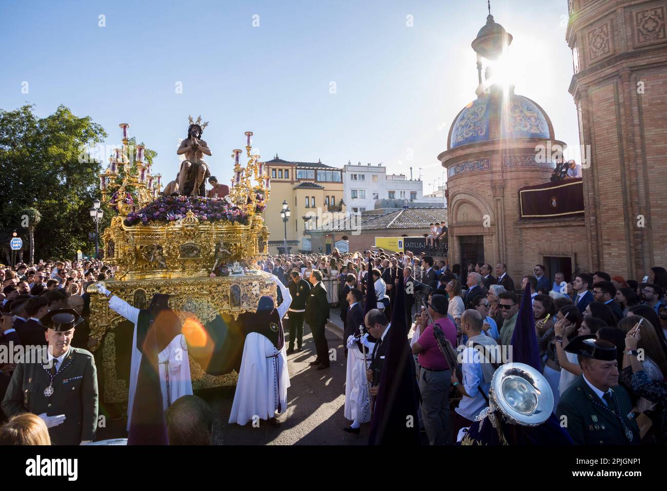 Seville, Spain. 2nd Apr, 2023. The Paso of the Christ of "Las Penas