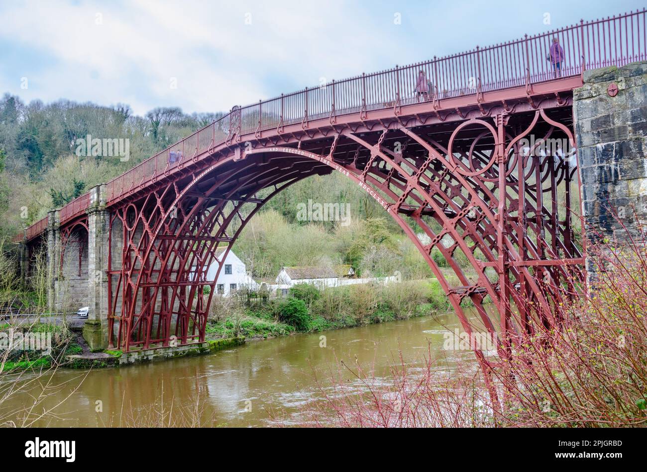 A view of the iron bridge which spans the river Severn at Ironbridge in