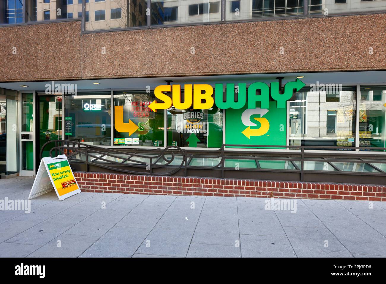 Outside a Subway fast casual sandwich shop on I Street in Downtown Washington DC Stock Photo