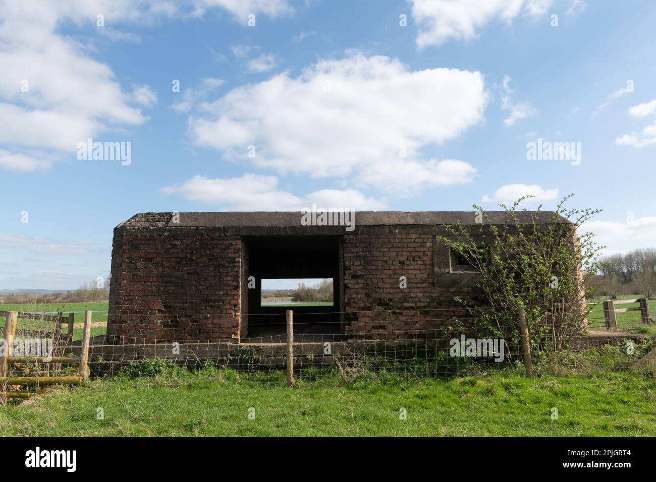 World War II Pillbox surrounded by fencing at Dorchester Stock Photo Alamy