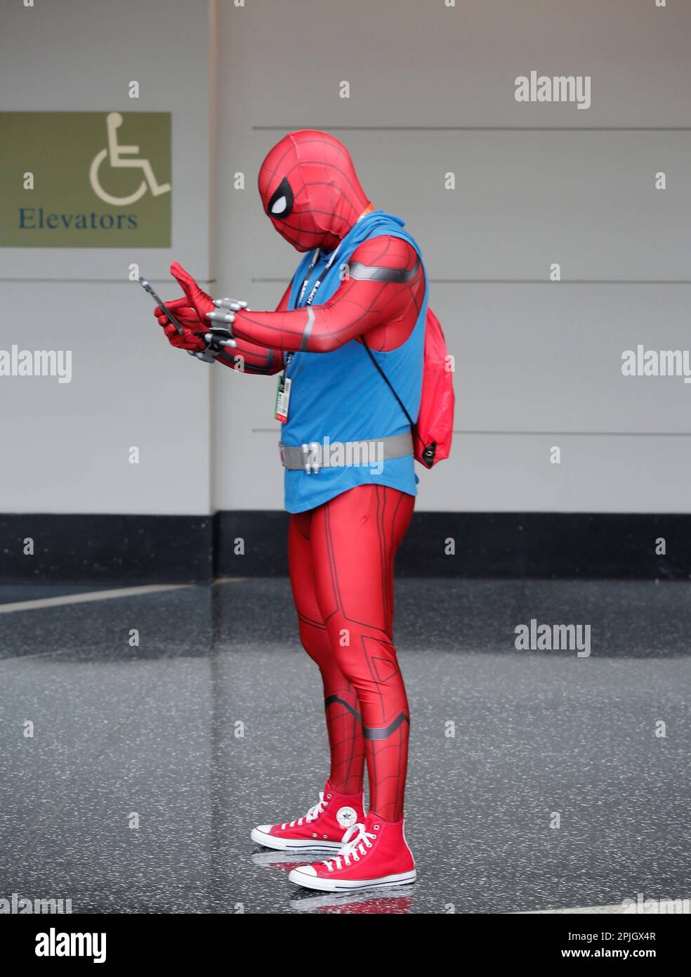 Chicago, Illinois, USA. 1st Apr, 2023. Attendee in Spiderman costume at the Chicago Comic & Entertainment Expo at McCormick Place South, the largest pop culture convention in the Midwest. This 3-day event is attended by 20,000 to 30,000 attendees, fans of comic books, cosplay, video games, anime, TV shows, movies, books, wrestling and comedy. (Credit Image: © Pat A. Robinson/ZUMA Press Wire) EDITORIAL USAGE ONLY! Not for Commercial USAGE! Stock Photo