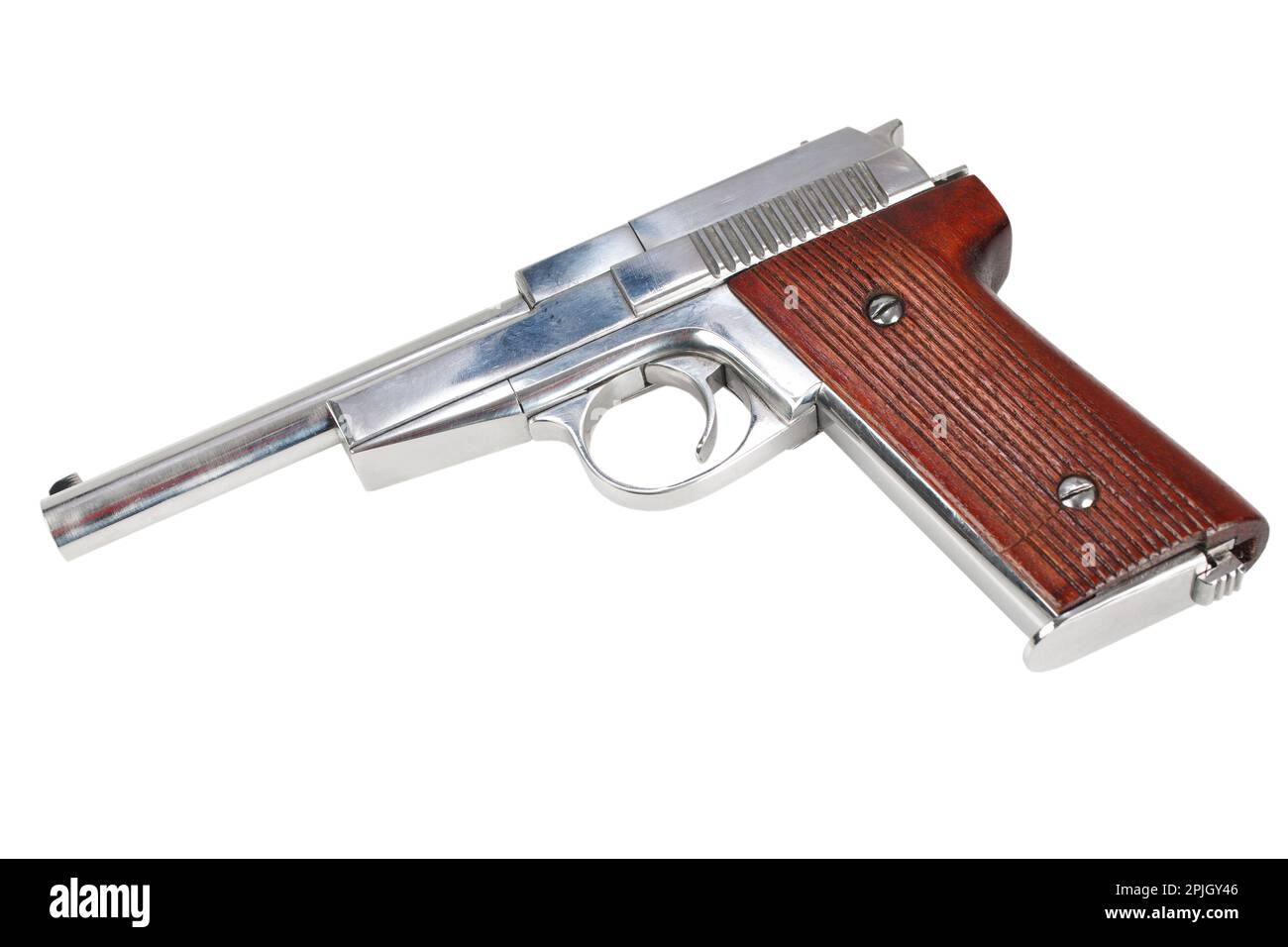 Vintage retro handgun isolated on white background Stock Photo - Alamy