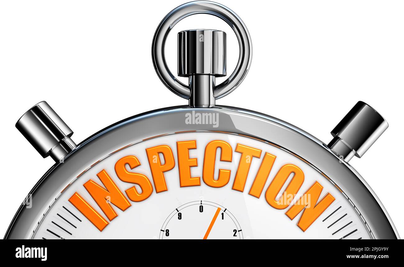 3D rendering of a stopwatch with a inspection icon Stock Photo - Alamy