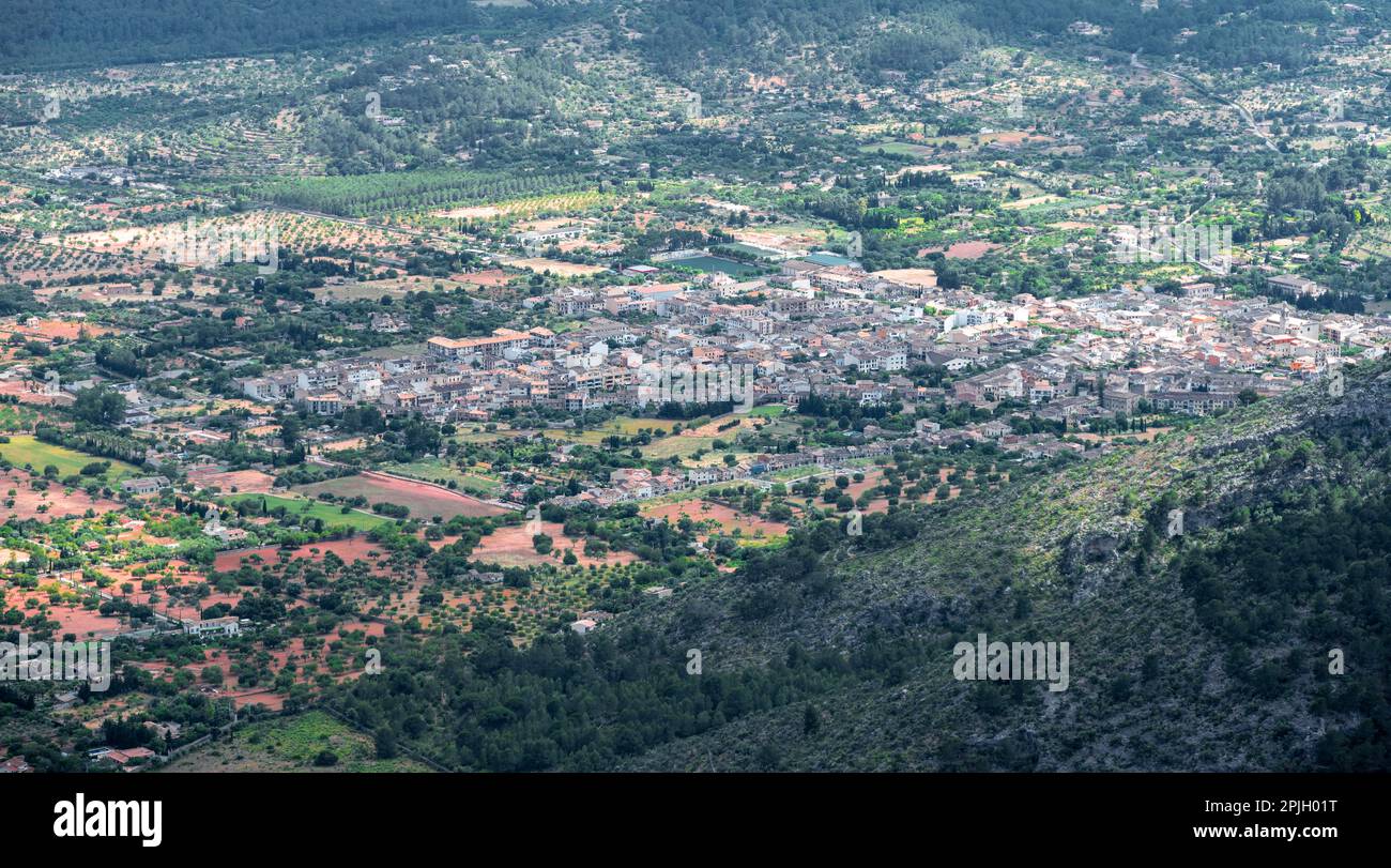 View over the town of Alaro, Majorca, Spain Stock Photo