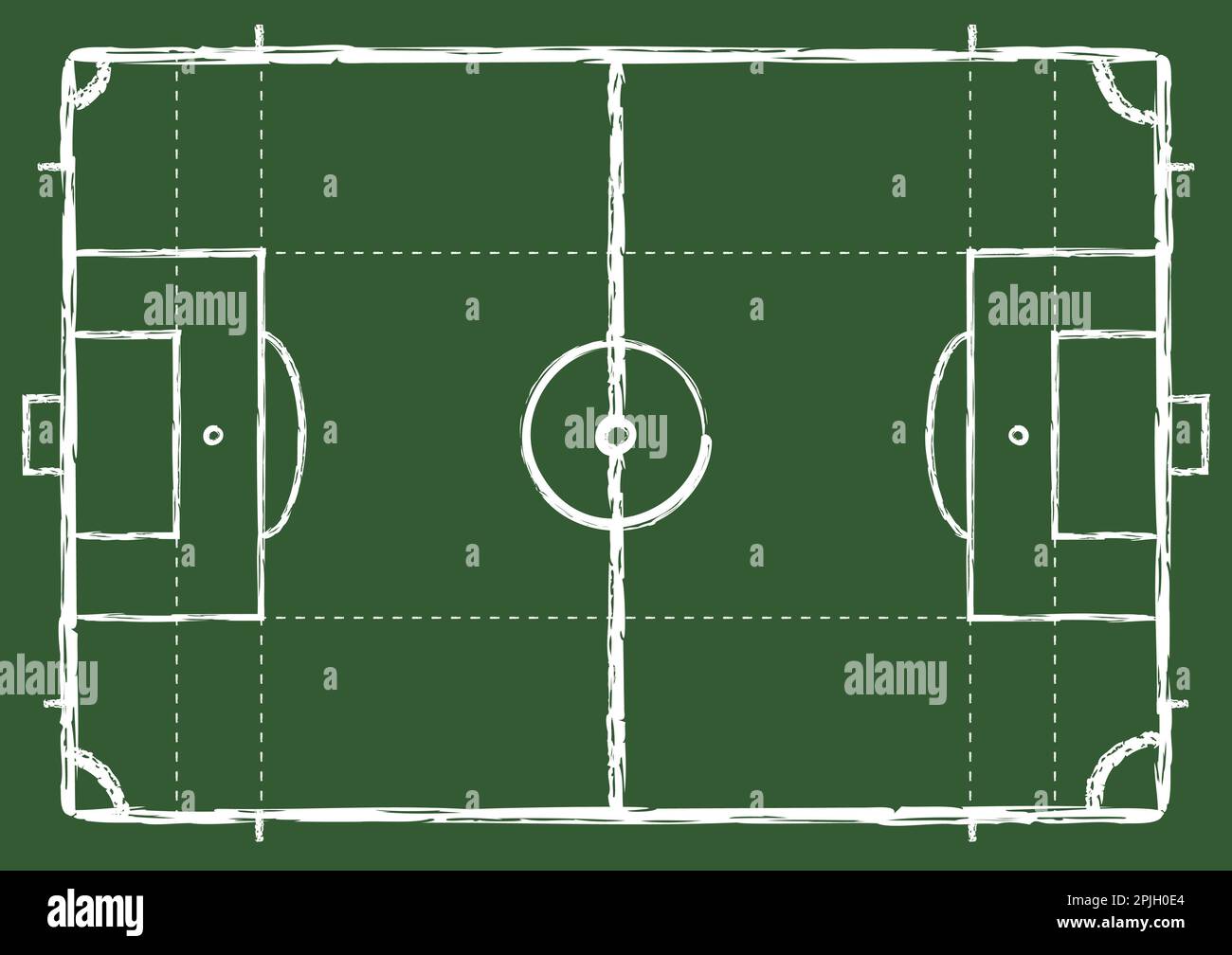 Football field scheme, chalk soccer game strategy template. Sport