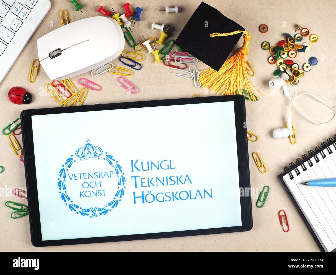 In this photo illustration, a KTH Royal Institute of Technology logo ...