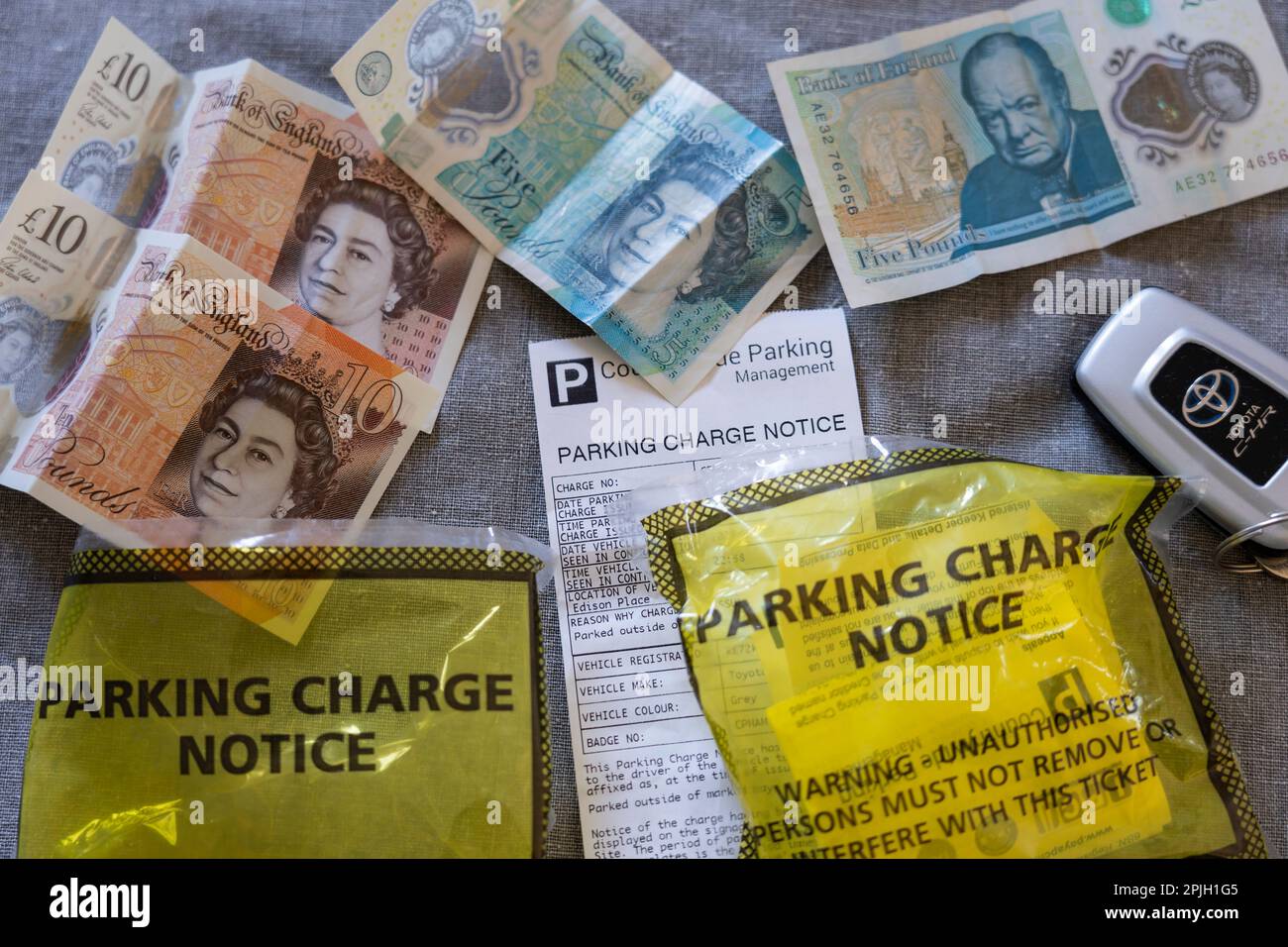 Parking charge notice ticket warning of a parking fine issued by a private parking company Countryside Parking Management. UK Stock Photo