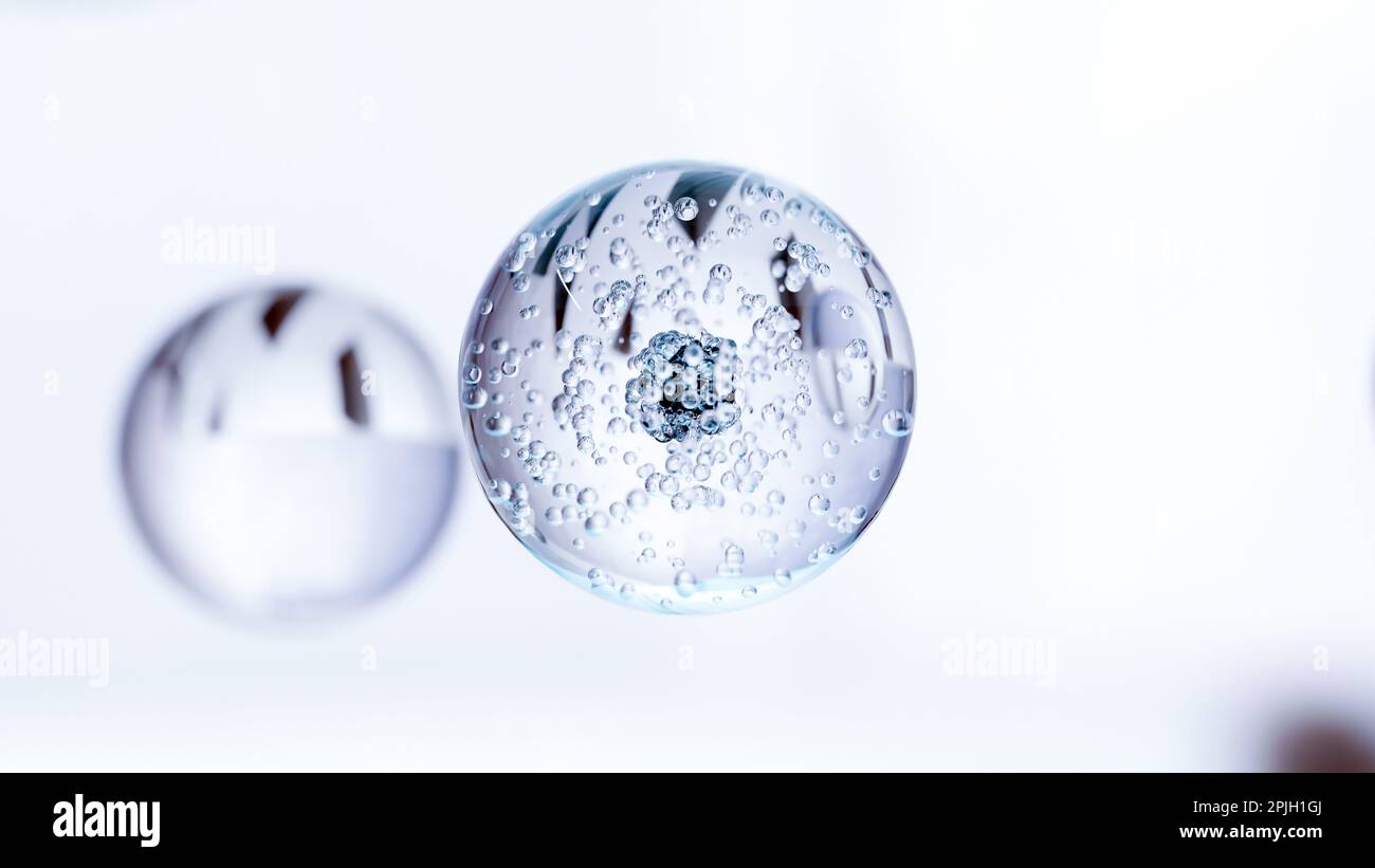 Macro Liquid Bubbles, various air bubbles in water. Liquid Cream gel