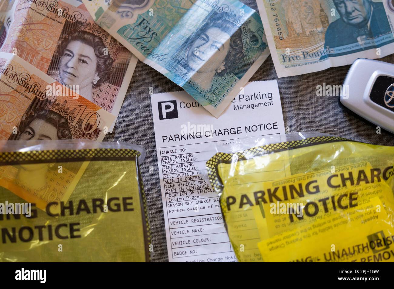 Parking charge notice ticket warning of a parking fine issued by a private parking company Countryside Parking Management. UK Stock Photo