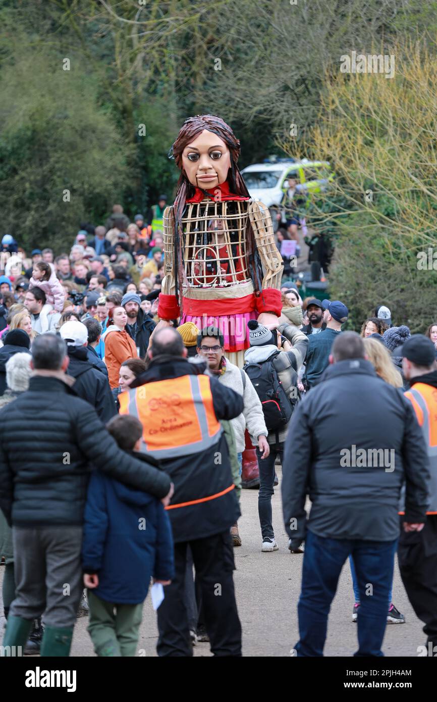 London, UK. 01 April 2023. Giant puppet, global symbol of human rights