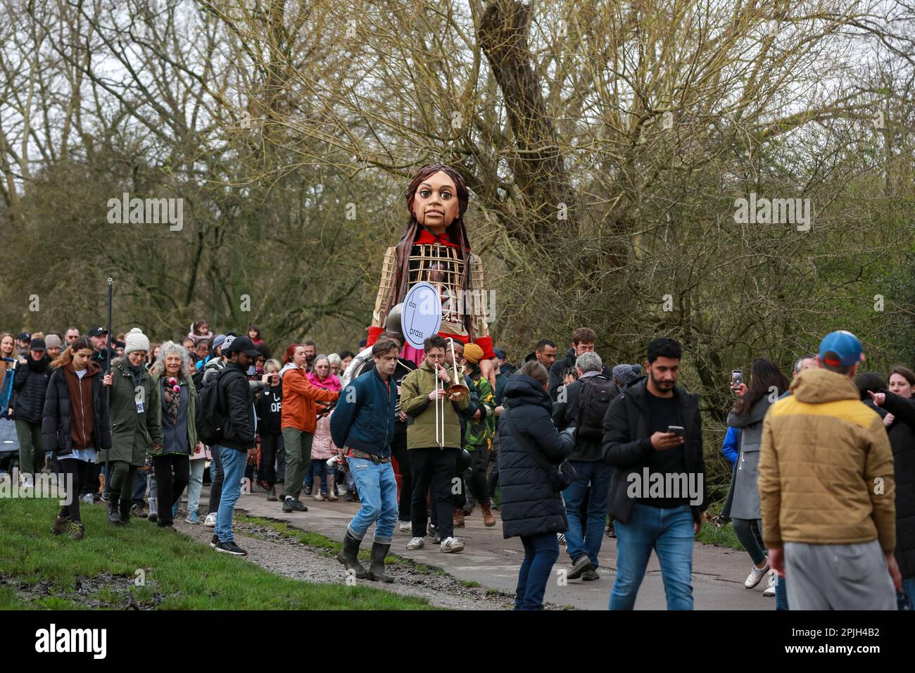 London, UK. 01 April 2023. Giant puppet, global symbol of human rights