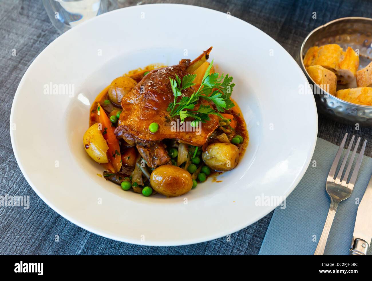 Delicious roasted duck leg Stock Photo - Alamy