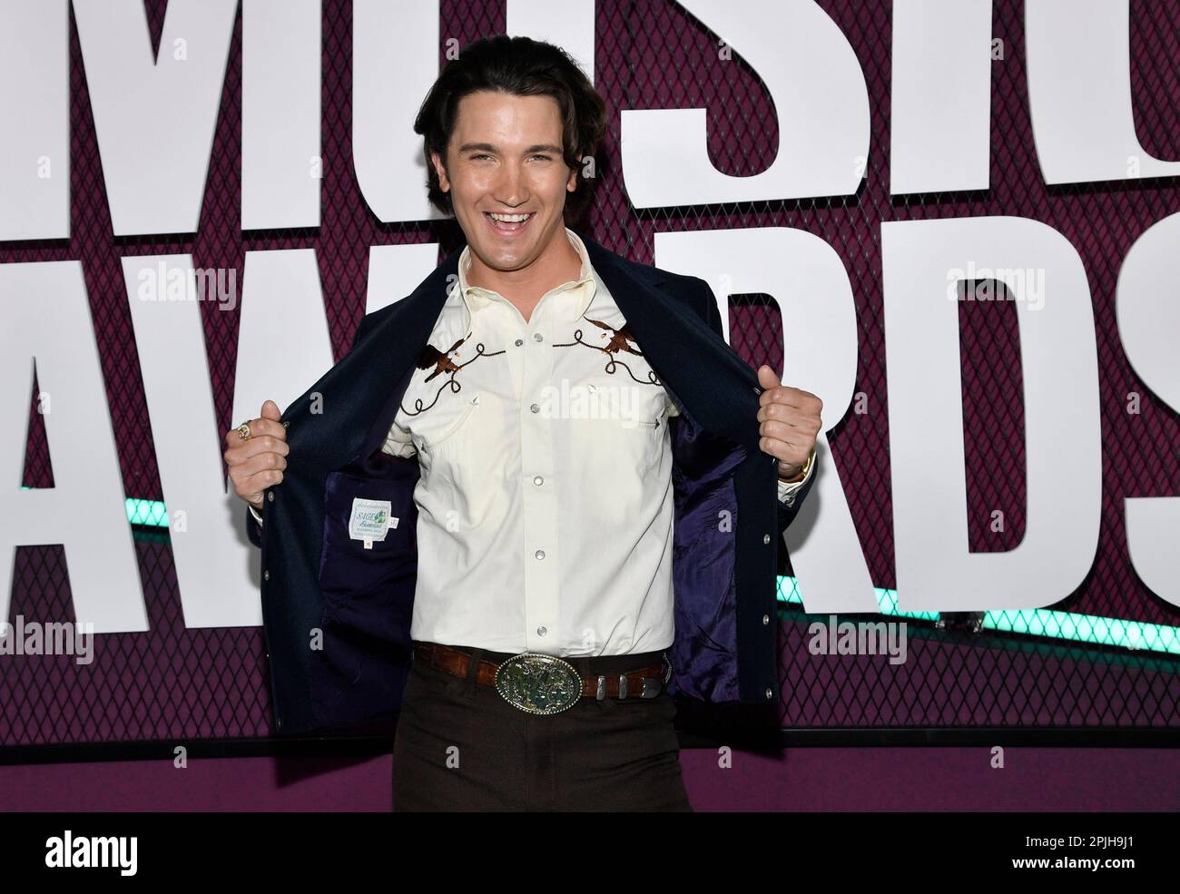 Drake Milligan arrives at the CMT Music Awards on Sunday, April 2, 2023