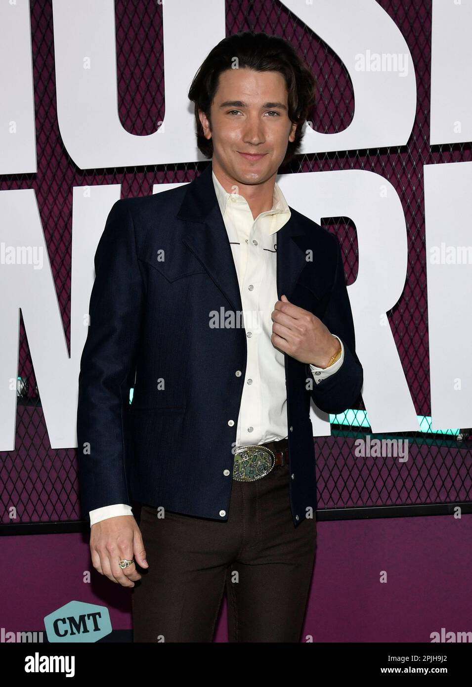 Drake Milligan arrives at the CMT Music Awards on Sunday, April 2, 2023