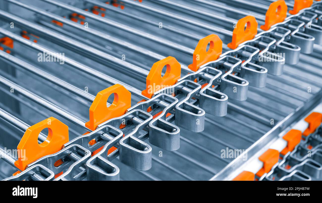 Metal tape belt of automatic conveyor Stock Photo Alamy