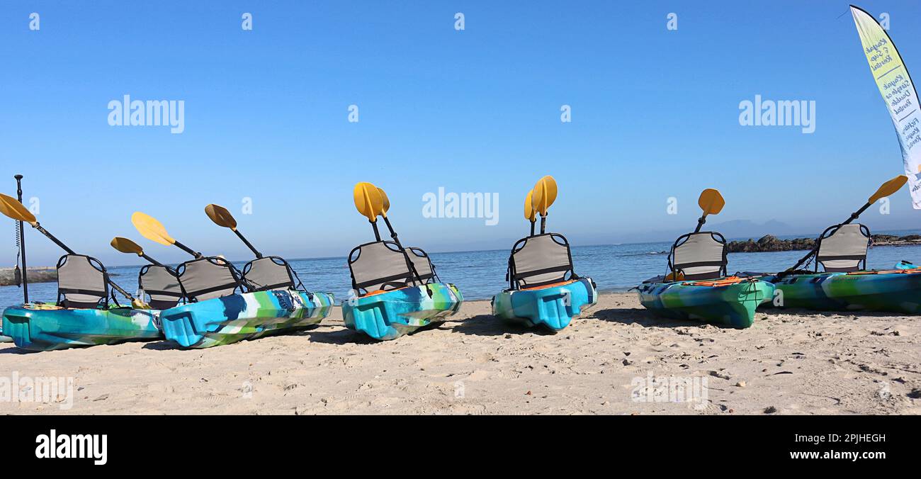Kayaks on the beach, Cape Town South Africa Stock Photo Alamy