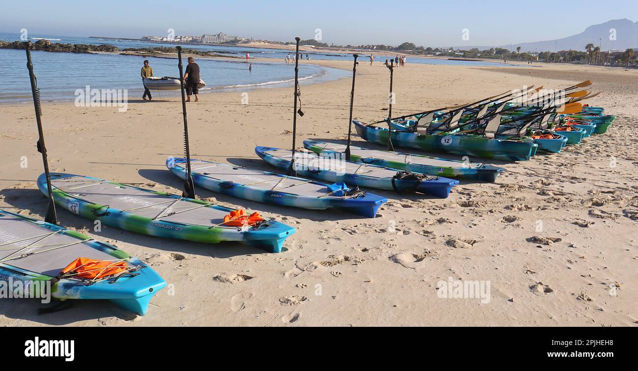 Kayaks on the beach, Cape Town South Africa Stock Photo Alamy
