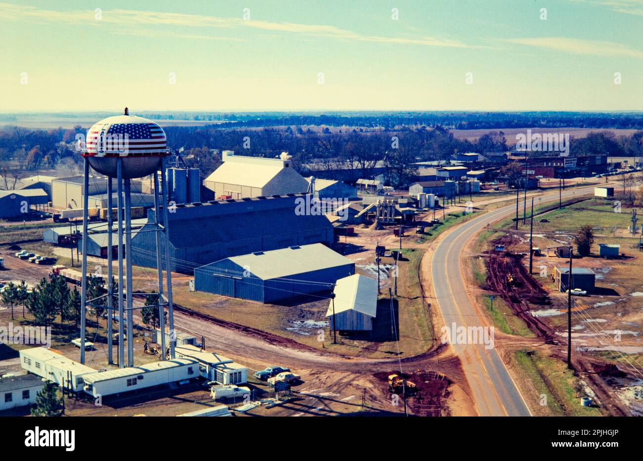 Aerial photograph of Plains, in 1976 as Jimmy Carter wins the