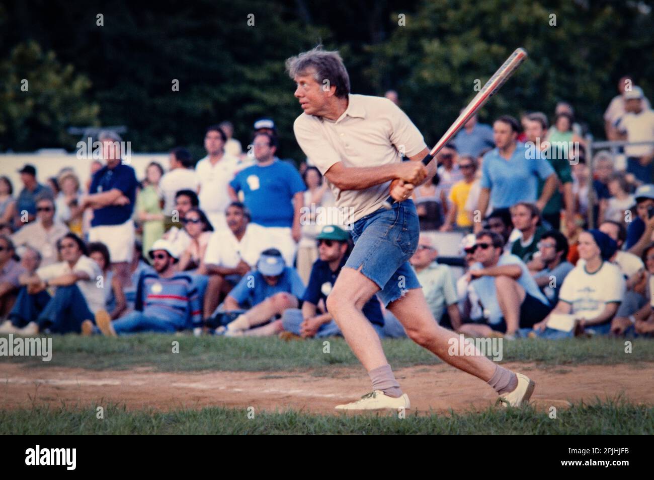 President Jimmy Carter, VP Walter Mondale and teams play softball in