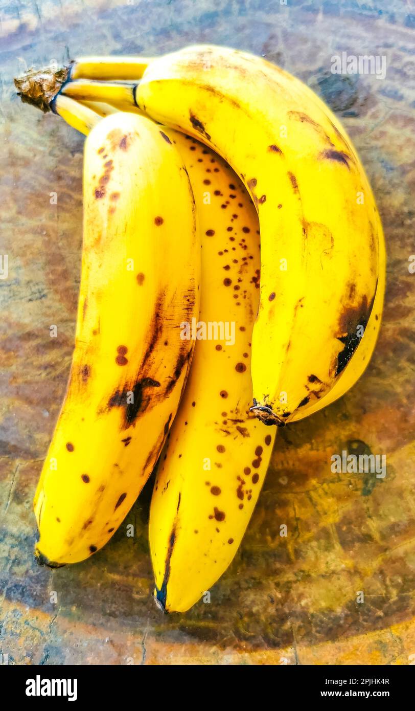 Bananas banana fruit fruits on wooden table in Zicatela Puerto