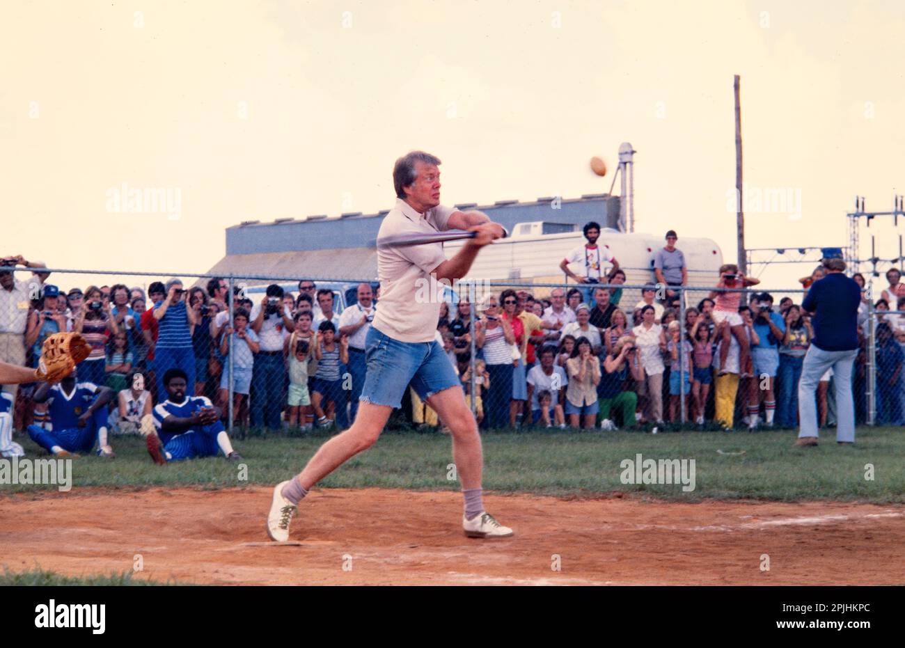 President Jimmy Carter, VP Walter Mondale and teams play softball in