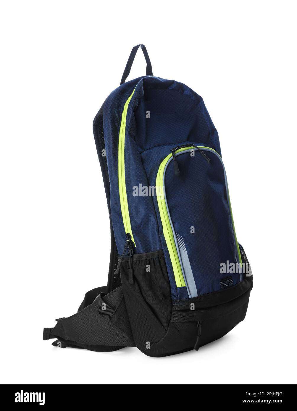 Stylish new black backpack isolated on white Stock Photo