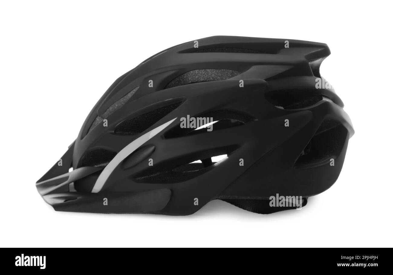 Stylish black bicycle helmet isolated on white Stock Photo Alamy