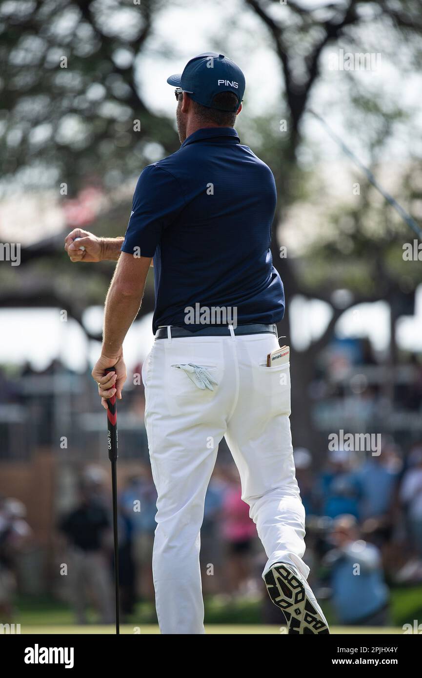 April 02, 2023: Corey Conners takes the championship win at the Valero Texas Open, TPC San Antonio Oaks Course. San Antonio, Texas. Mario Cantu/CSM Stock Photo