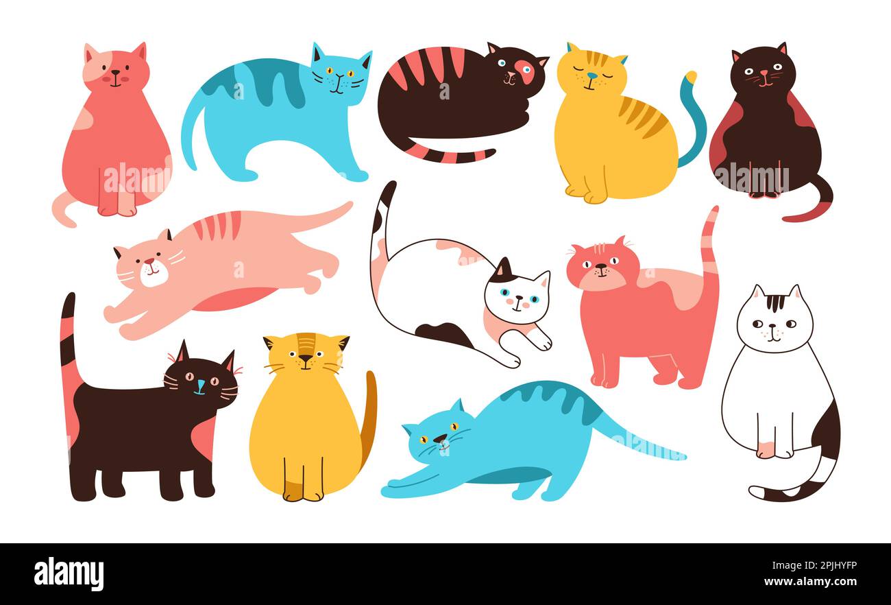 Cat emotion icon set illustration Stock Vector Images - Alamy