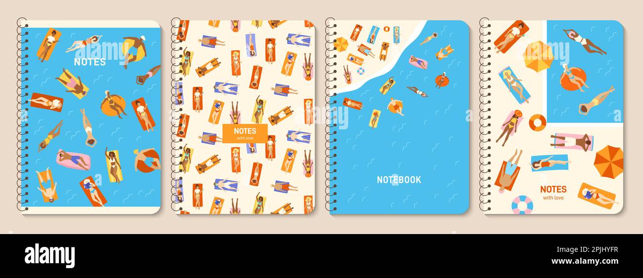 Notebook People sunbathing and relaxing in beach trendy notepad cover