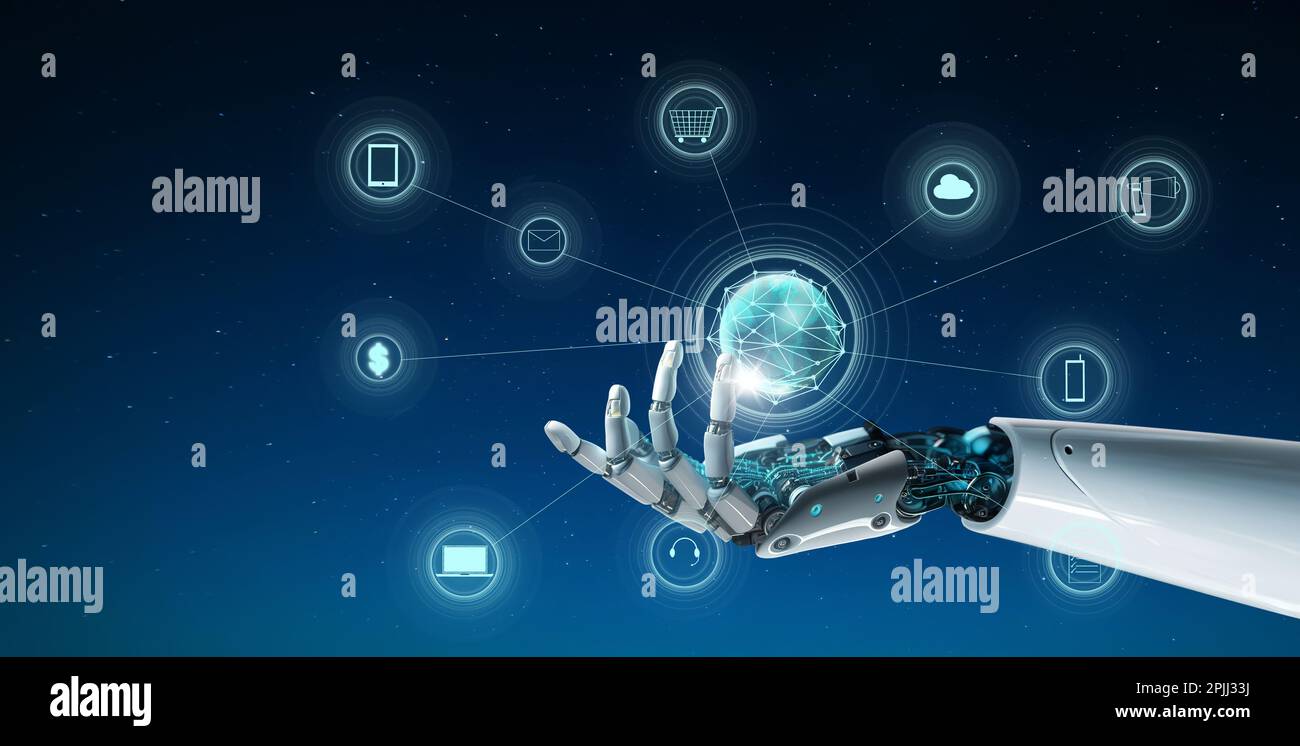 Artificial intelligence global big data concept. 3D rendering Stock ... image.