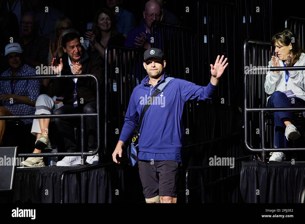 Hollywood, FL, USA. 2nd April 2023 Tennis legends Andre Agassi, John