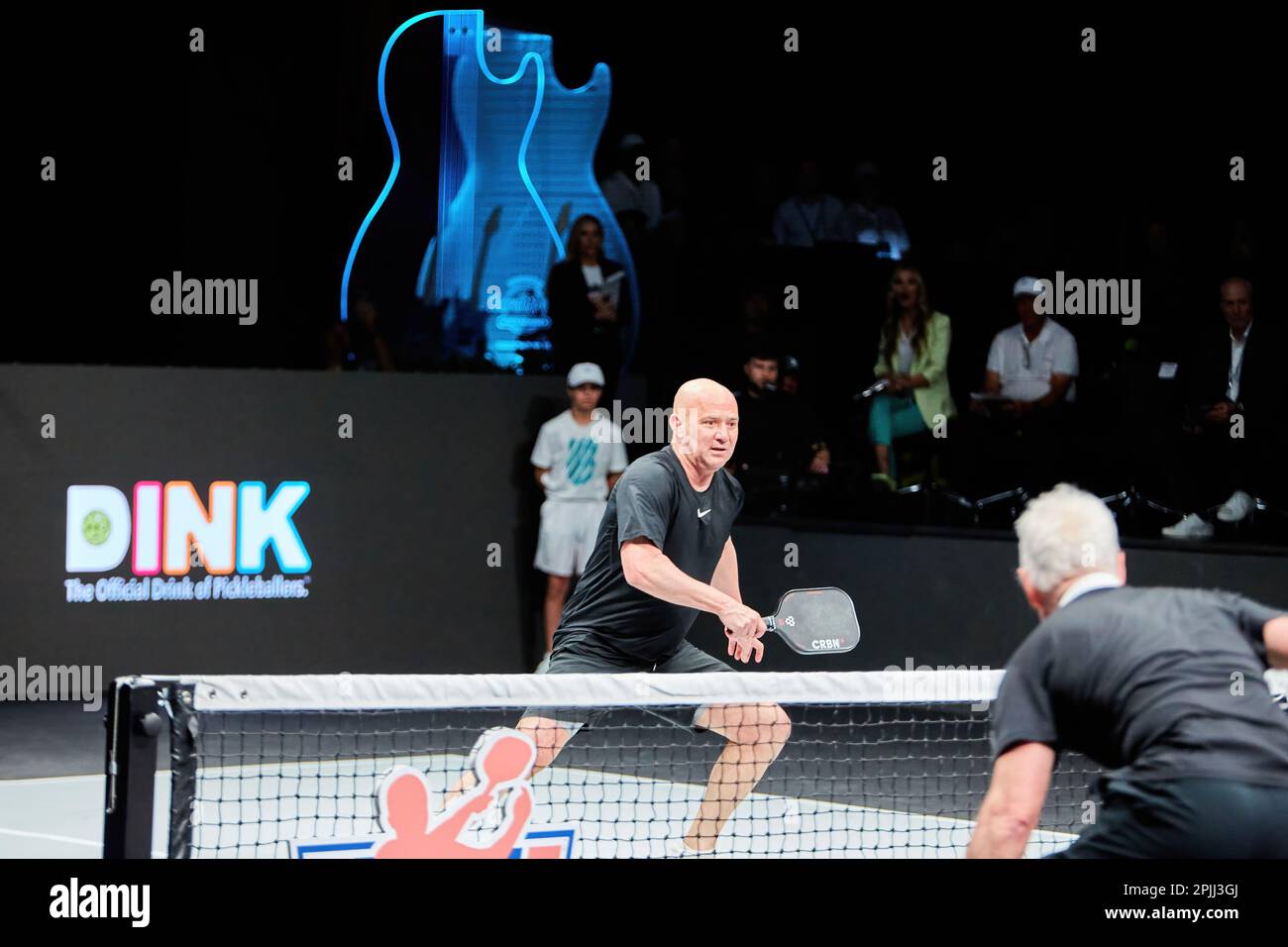 Hollywood, FL, USA. 2nd April 2023 Tennis legends Andre Agassi, John