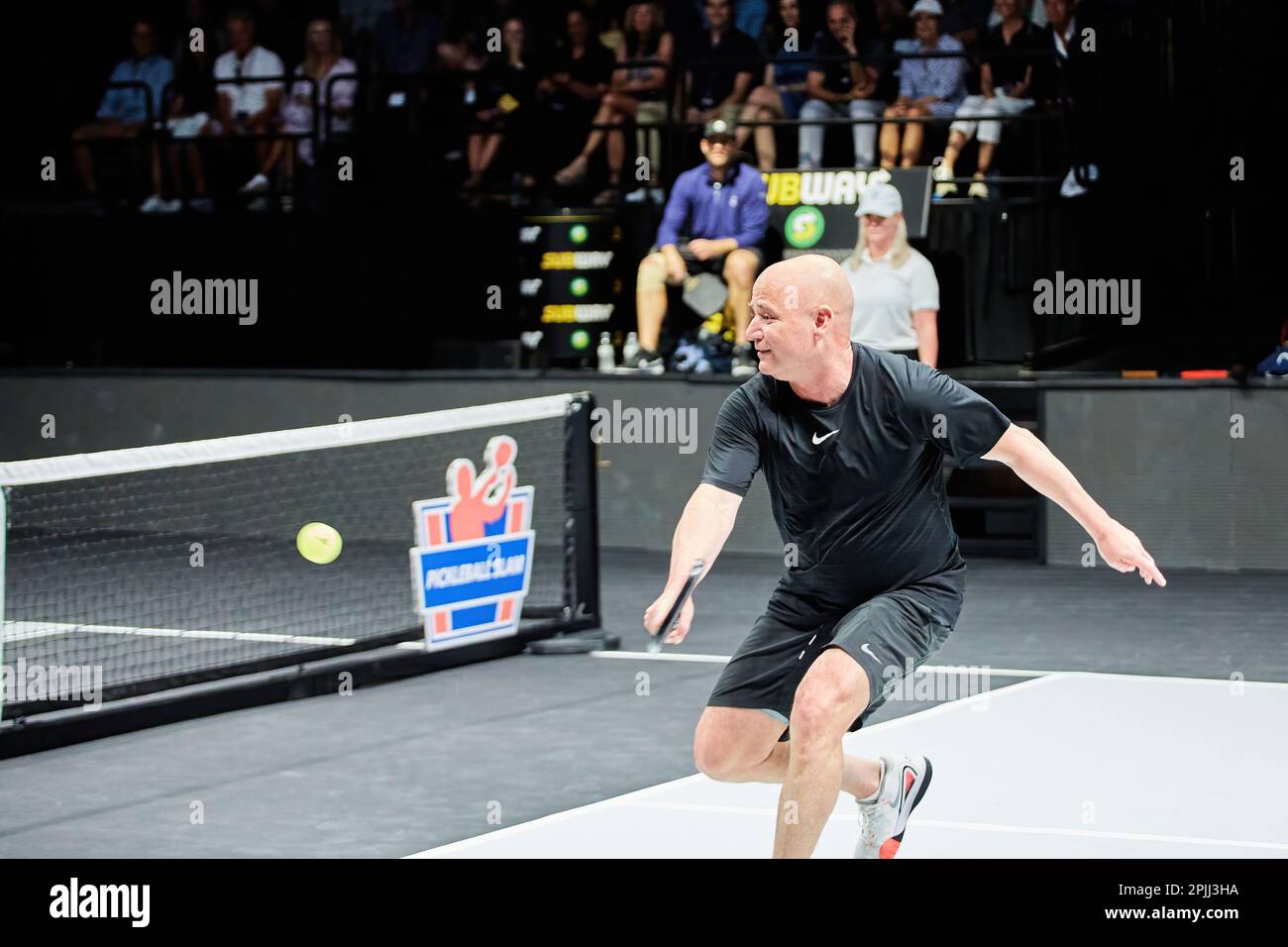 Hollywood, FL, USA. 2nd April 2023 Tennis legends Andre Agassi, John
