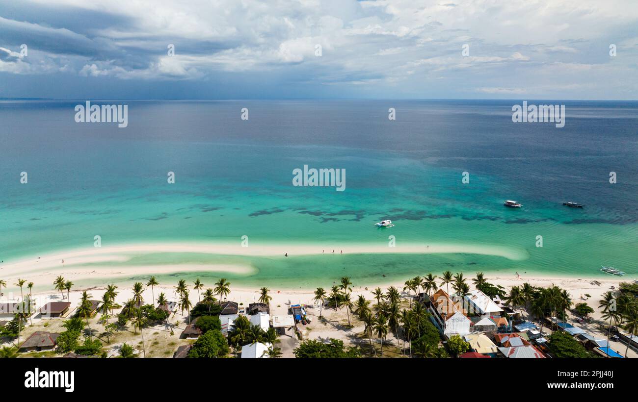 Aerial view of tropical landscape with a beautiful beach. Bantayan ...