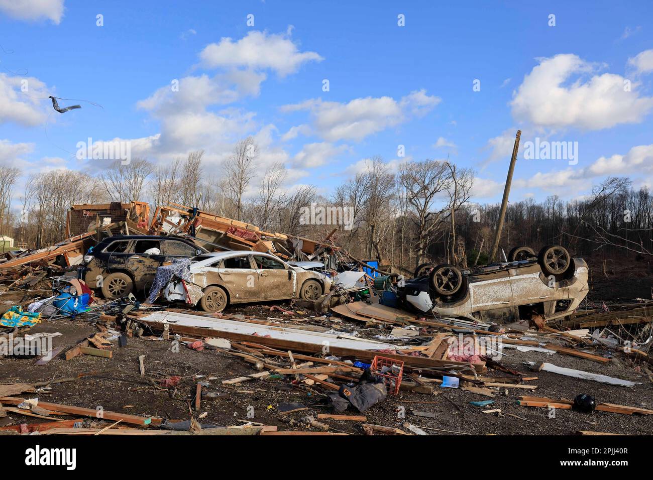 STINESVILLE, INDIANA APRIL 1 Cars and a home are destroyed after a