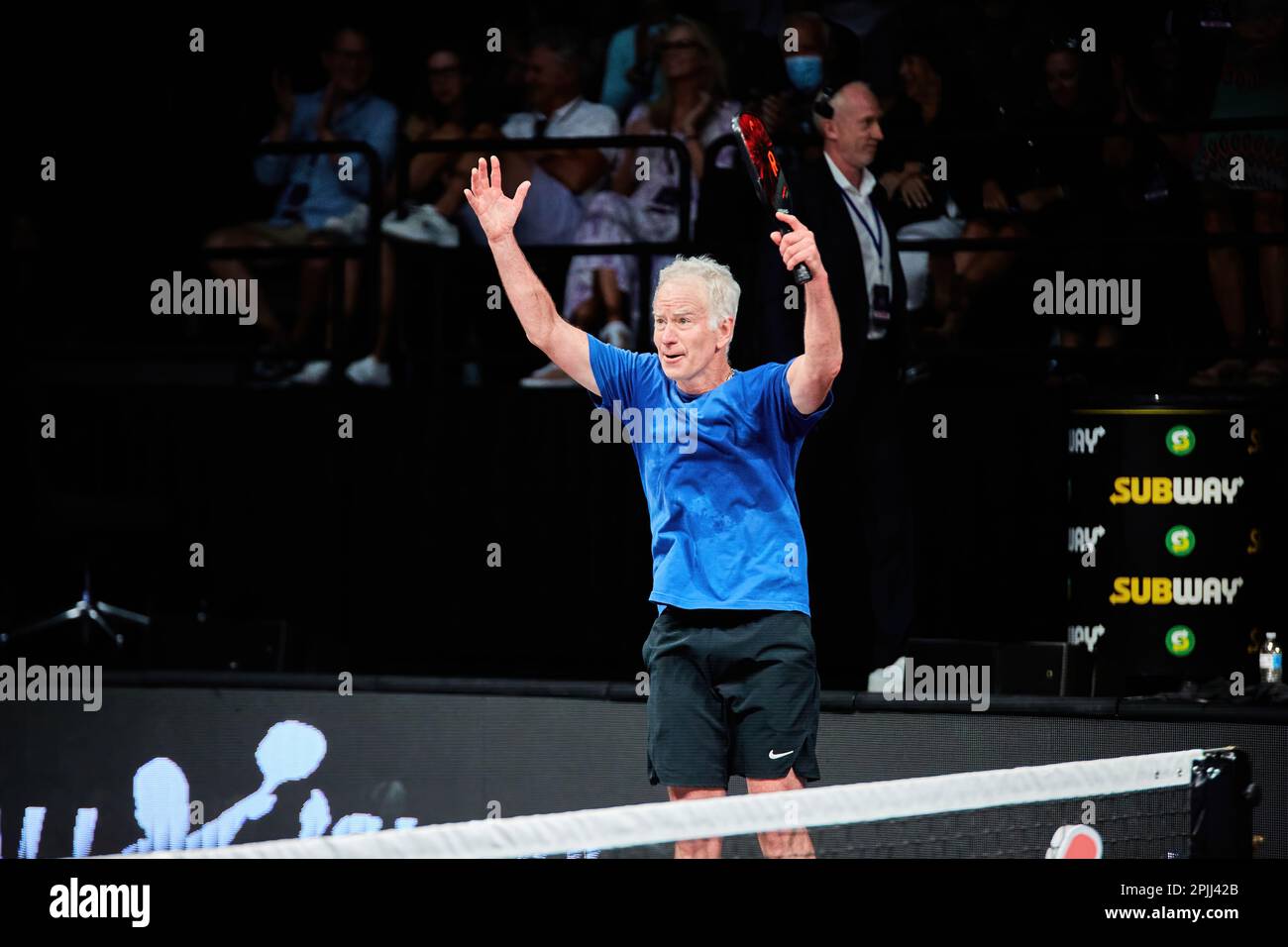 Hollywood, FL, USA. 2nd April 2023 Tennis legends Andre Agassi, John