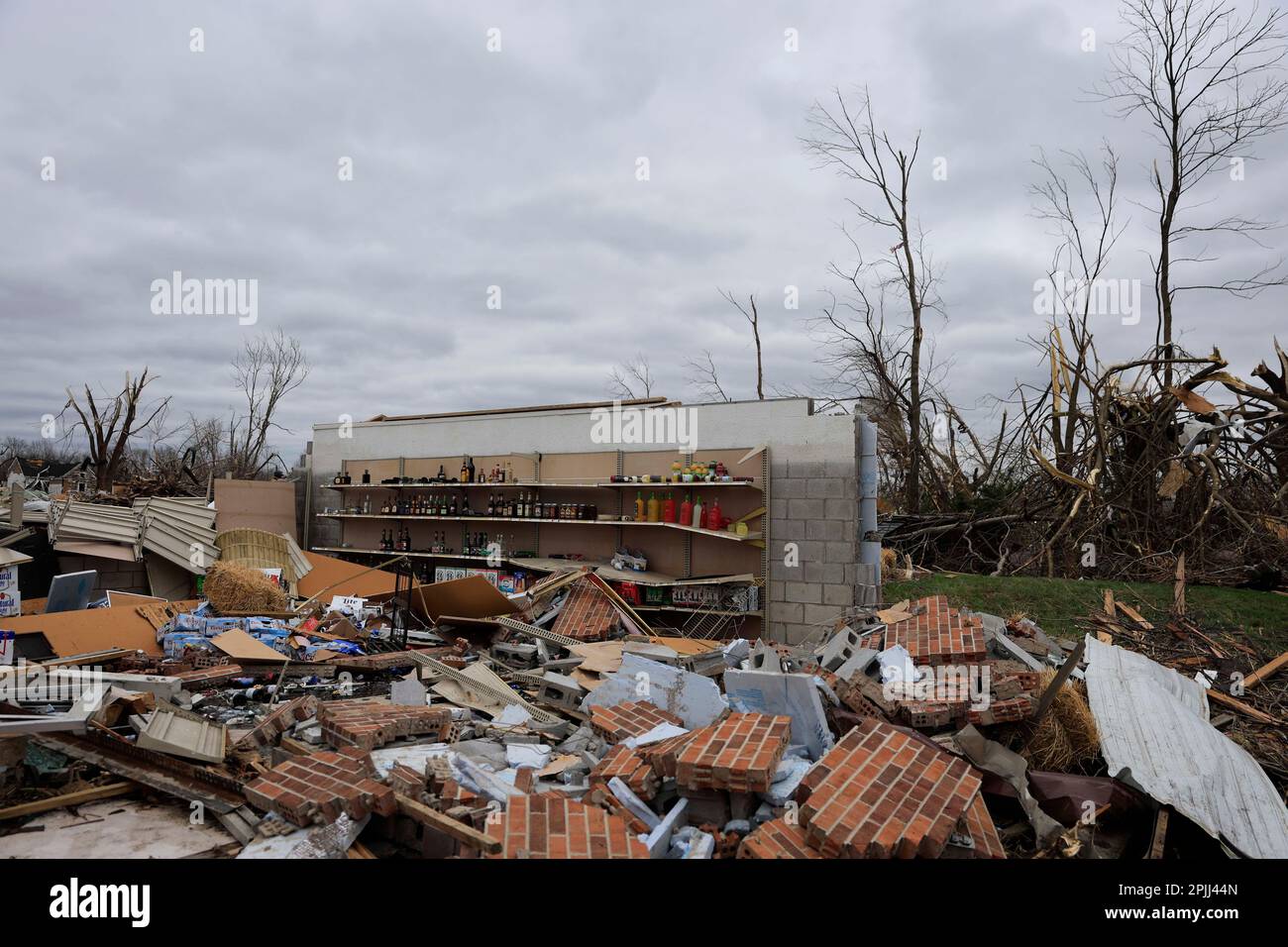 SULLIVAN, INDIANA APRIL 1 A wall still stands with booze intact in a