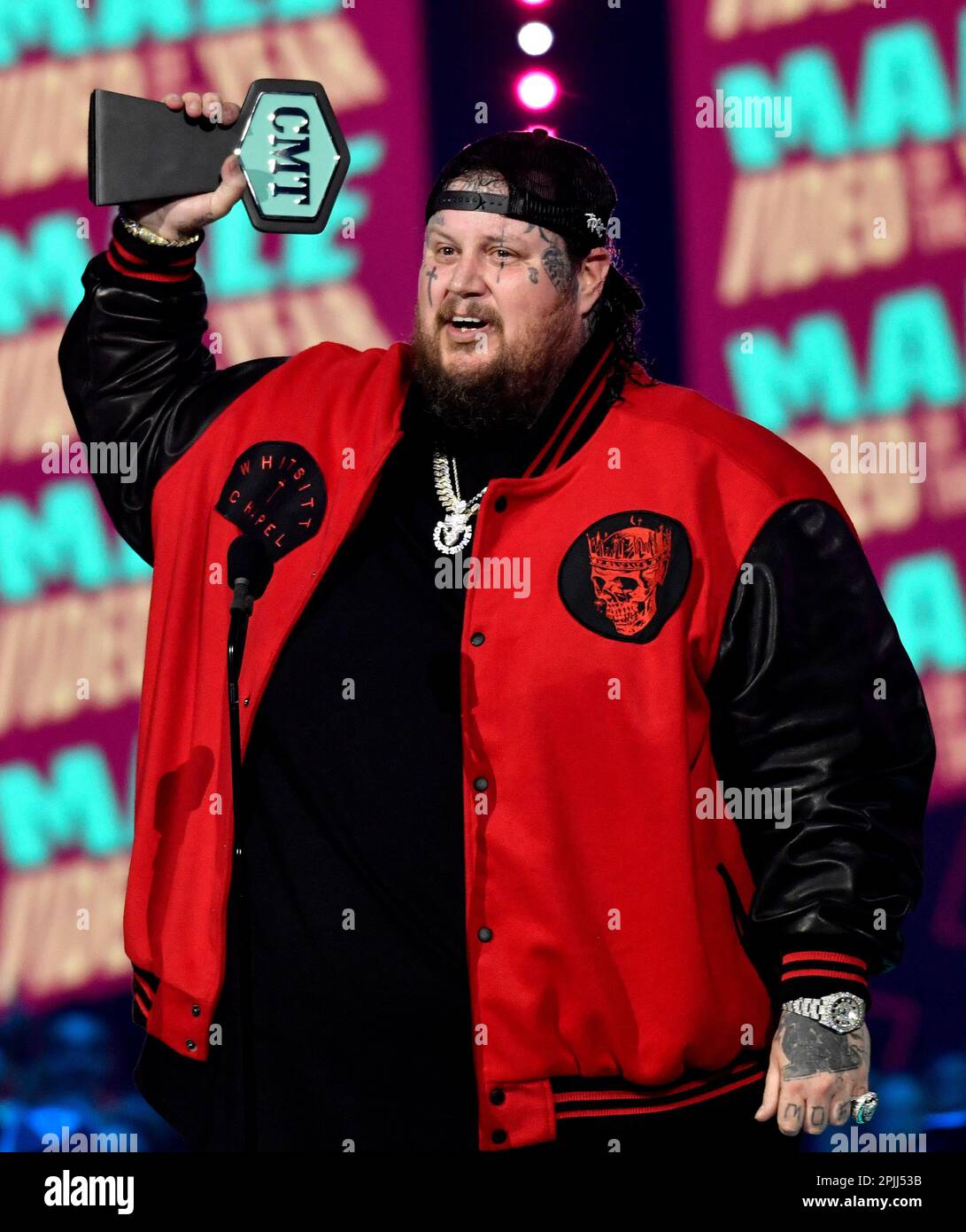 Jelly Roll accepts the award for male video of the year for "Son of a